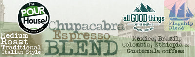 Chupacabra Espresso Blend, Mexico/ Brazil/ Guatemala/ Colombia/ Ethiopia, Medium Roast, Flagship Blend