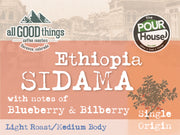 Ethiopia Sidama, notes of Blueberry & Bilberry, Light Roast/Medium Body, Single Origin