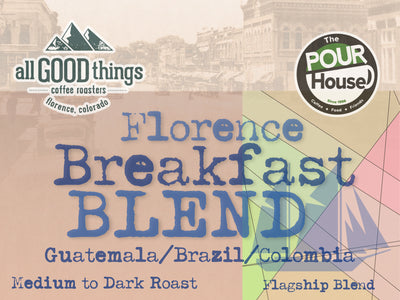 Florence Breakfast Blend, Guatemala/ Brazil/ Colombia, Medium to Dark Roast, Flagship Blend
